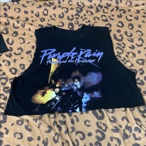 Black Crop Top with Purple Rain Graphic
